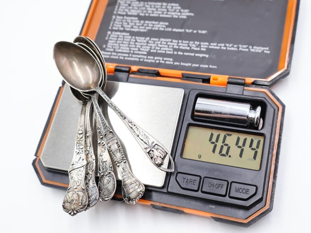 Collection of Sterling Silver Souvenir Spoons - 16