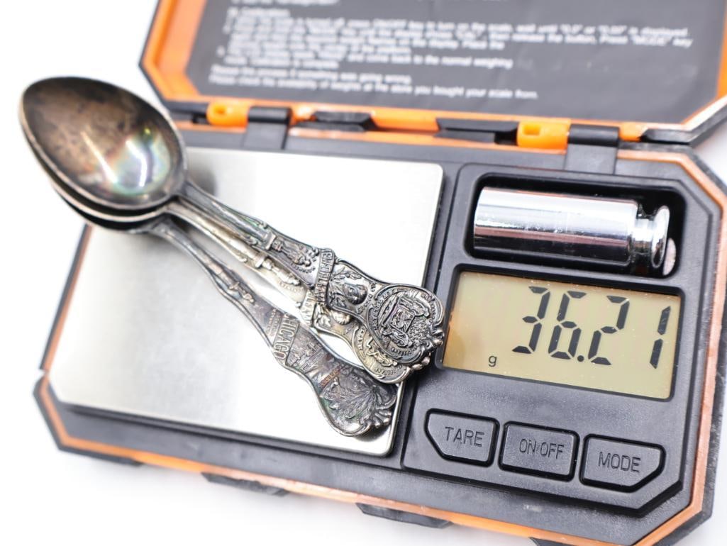 Collection of Sterling Silver Souvenir Spoons - 17
