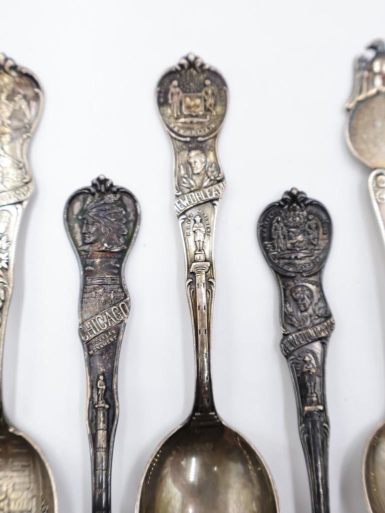 Collection of Sterling Silver Souvenir Spoons - 9