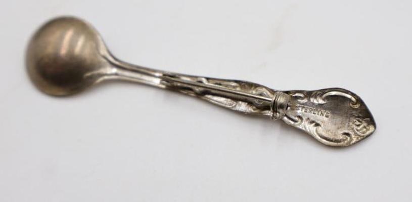 Collection of Sterling Silverware Including Lovely Thistle Amethyst Spoon - 3