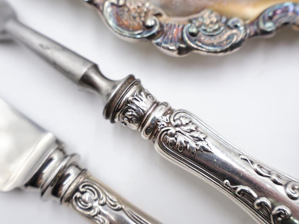 Collection of Silver Plated and Sterling Silver Handle Serving Utensils - 9