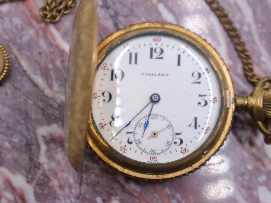 Antique Vigilant Ornate Double Hunter Pocket Watch - 3