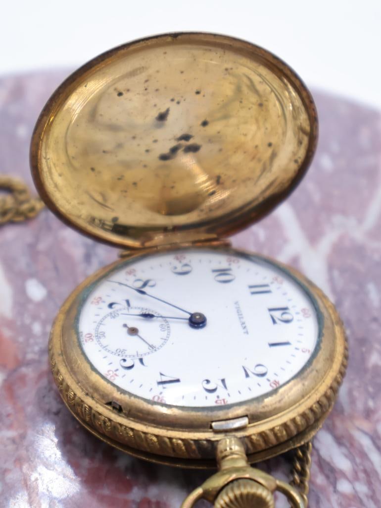 Antique Vigilant Ornate Double Hunter Pocket Watch - 4