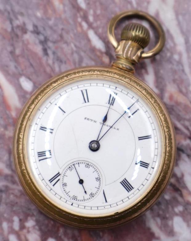 Antique Seth Thomas Railroad Open Pocket Watch (1 of 7)