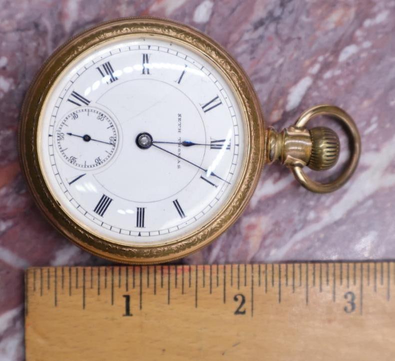 Antique Seth Thomas Railroad Open Pocket Watch - 2