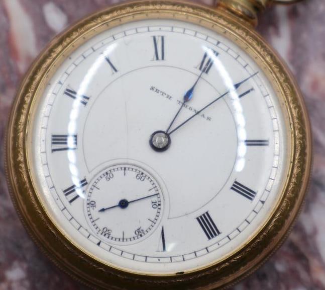 Antique Seth Thomas Railroad Open Pocket Watch - 3