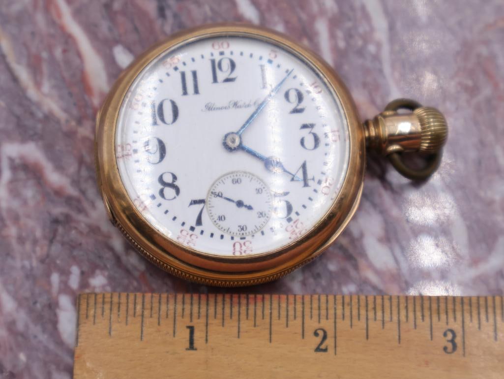 Antique Illinois Watch Co. Railroad Pocket Watch - 2