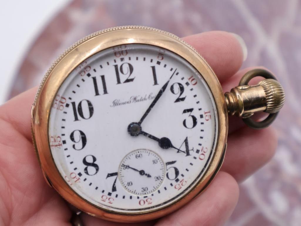 Antique Illinois Watch Co. Railroad Pocket Watch - 3
