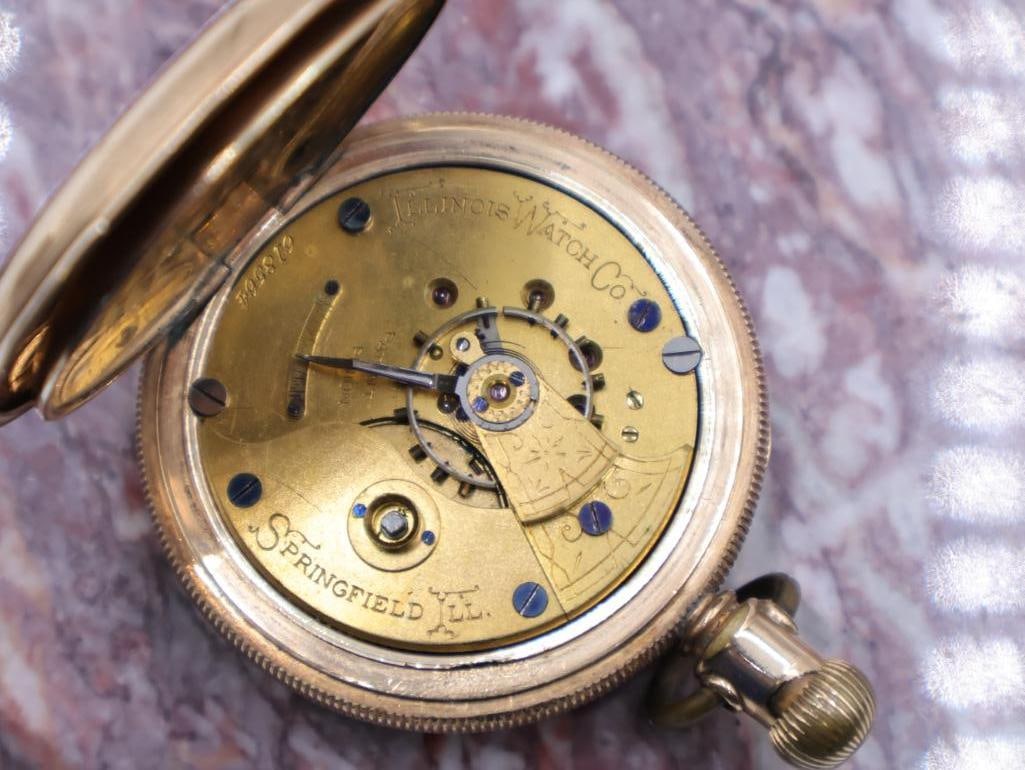 Antique Illinois Watch Co. Railroad Pocket Watch - 8