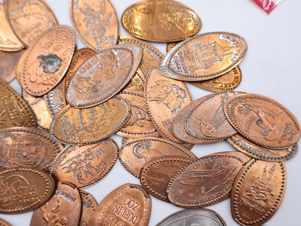 Collection of Stamped Flattened Pennies and More - 13