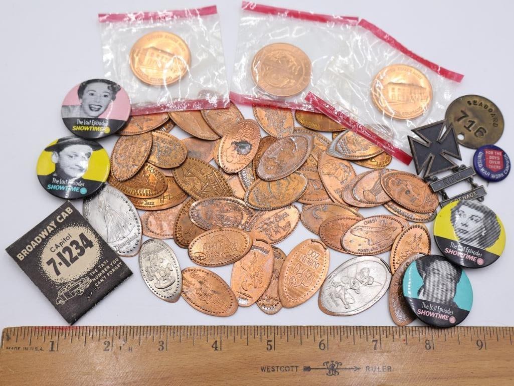 Collection of Stamped Flattened Pennies and More - 2