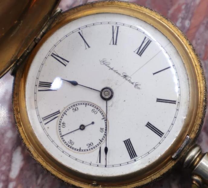 Antique Double Hunter Hampden Watch Co. Pocket Watch - 4