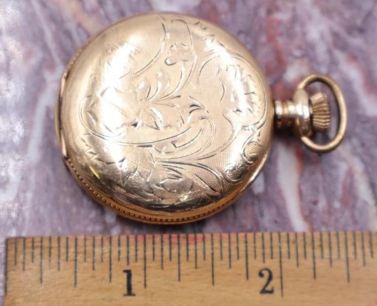 Antique Ornate Small Ladies Gold Filled Double Hunter Pocket Watch - 2