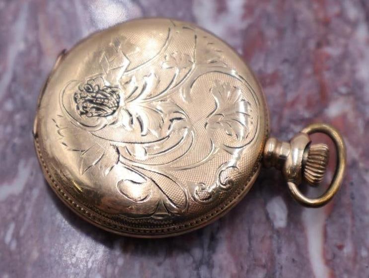 Antique Ornate Small Ladies Gold Filled Double Hunter Pocket Watch - 3