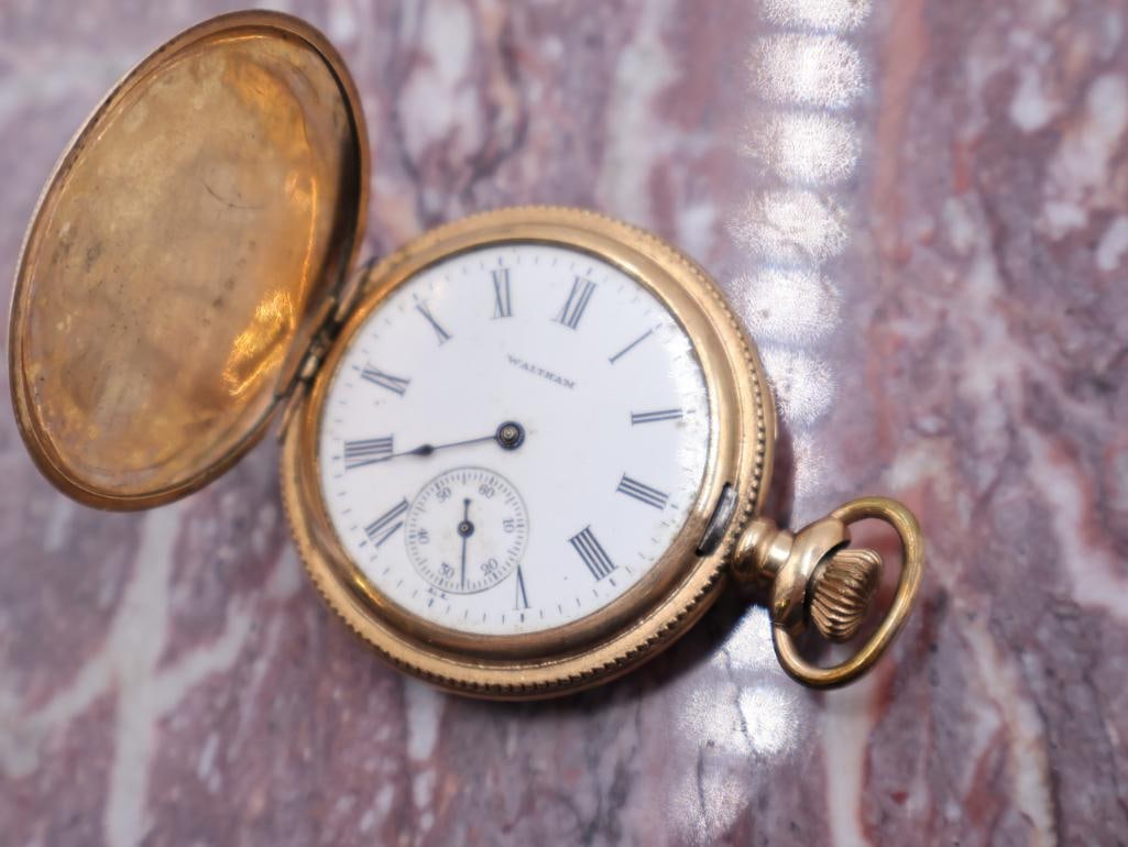 Antique Ornate Small Ladies Gold Filled Double Hunter Pocket Watch - 4