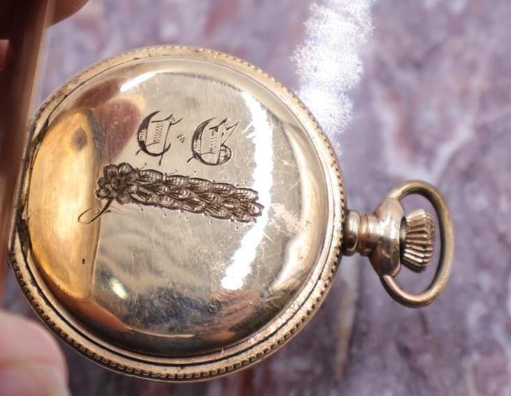 Antique Ornate Small Ladies Gold Filled Double Hunter Pocket Watch - 7