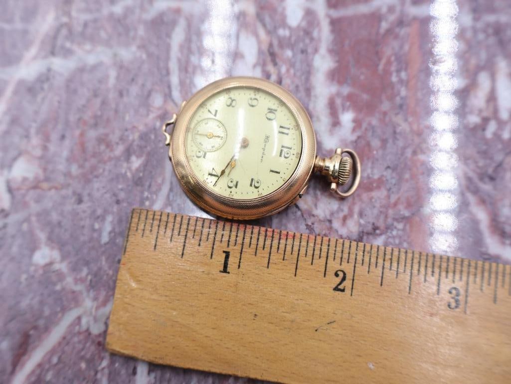 Antique Small Ladies Hampden Ornate Backed Pocket Watch - 2