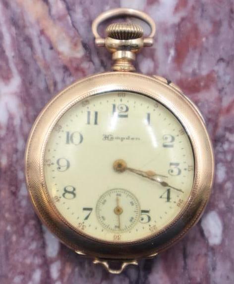 Antique Small Ladies Hampden Ornate Backed Pocket Watch - 4