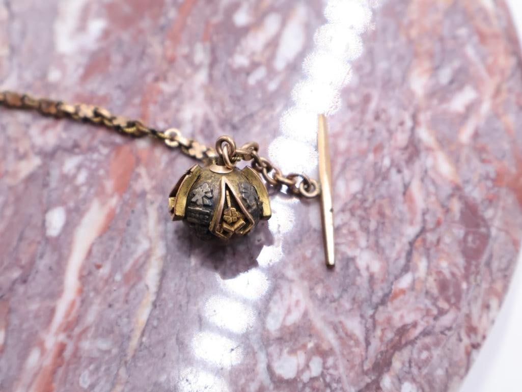 Antique Ladies Gold Filled Pocket Watch with Chain - 3