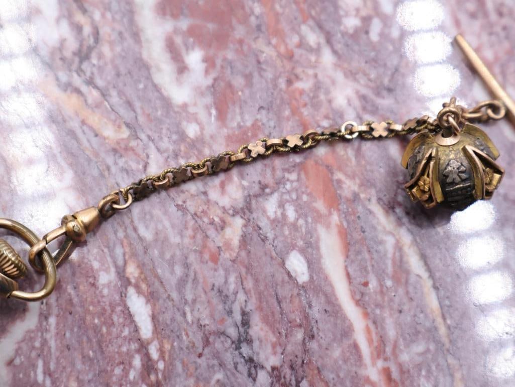 Antique Ladies Gold Filled Pocket Watch with Chain - 4