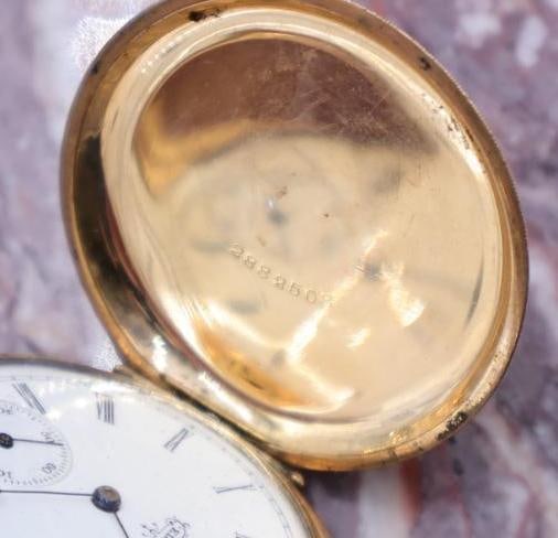 Antique Elgin Gold Plated Ornate Double Hunter Pocket Watch - 4