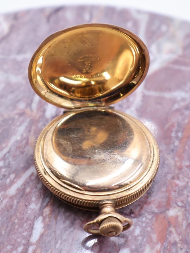 Antique Elgin Gold Plated Ornate Double Hunter Pocket Watch - 5