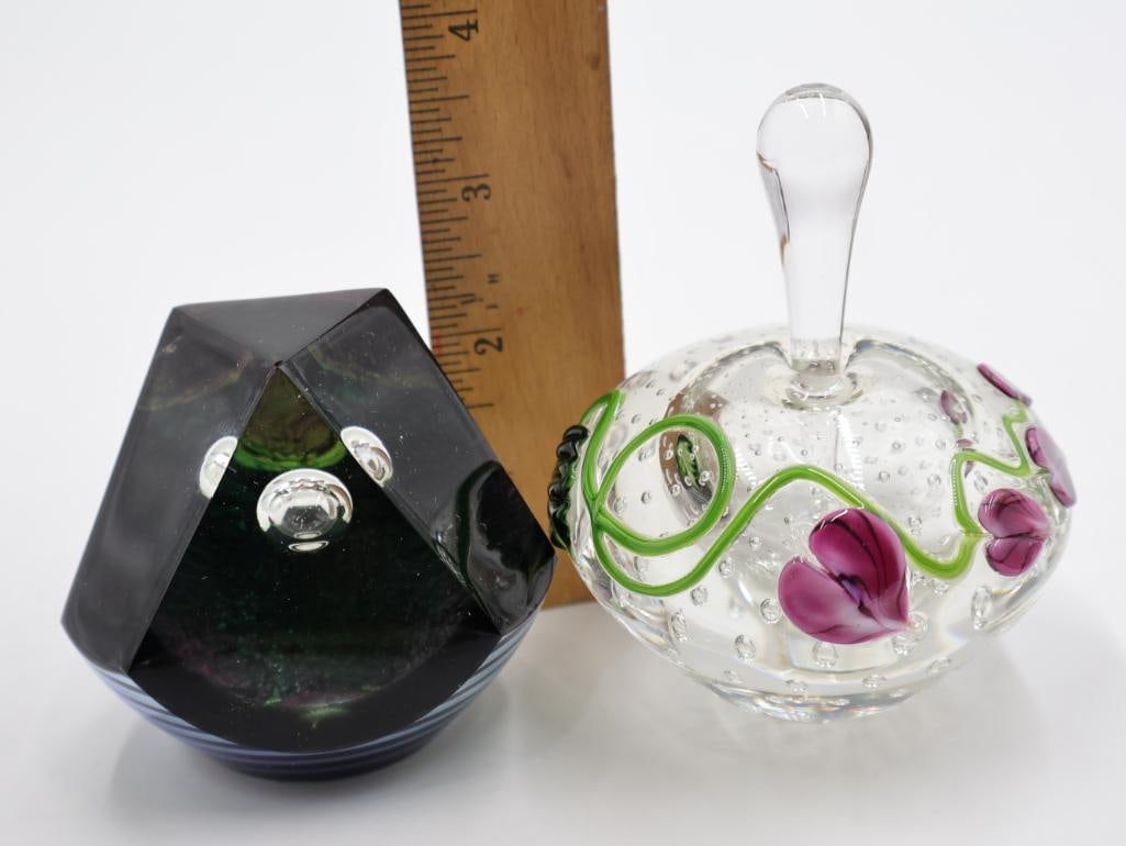 Artisan Glass Paperweight and Perfume Bottle - 2
