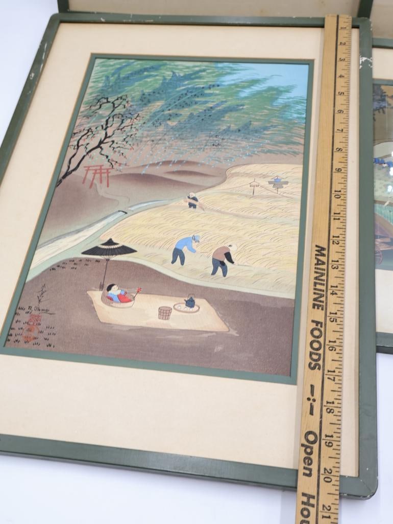 Set of Four Vintage Japanese Woodblocks by artist Ohno Bakuf - 2
