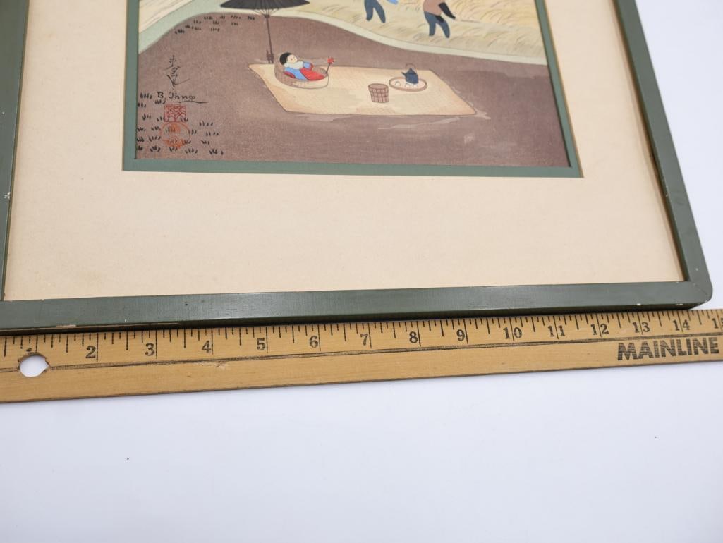 Set of Four Vintage Japanese Woodblocks by artist Ohno Bakuf - 3