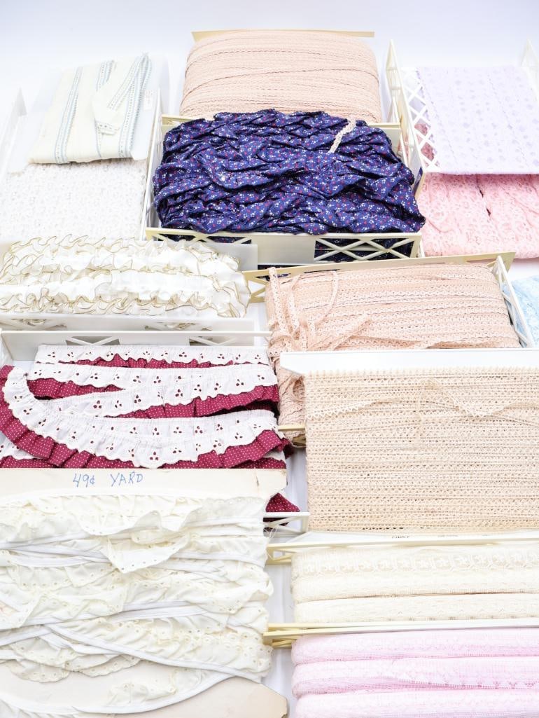 Collection of Vintage Lace and Edging: Featuring large spools of lace edging and more