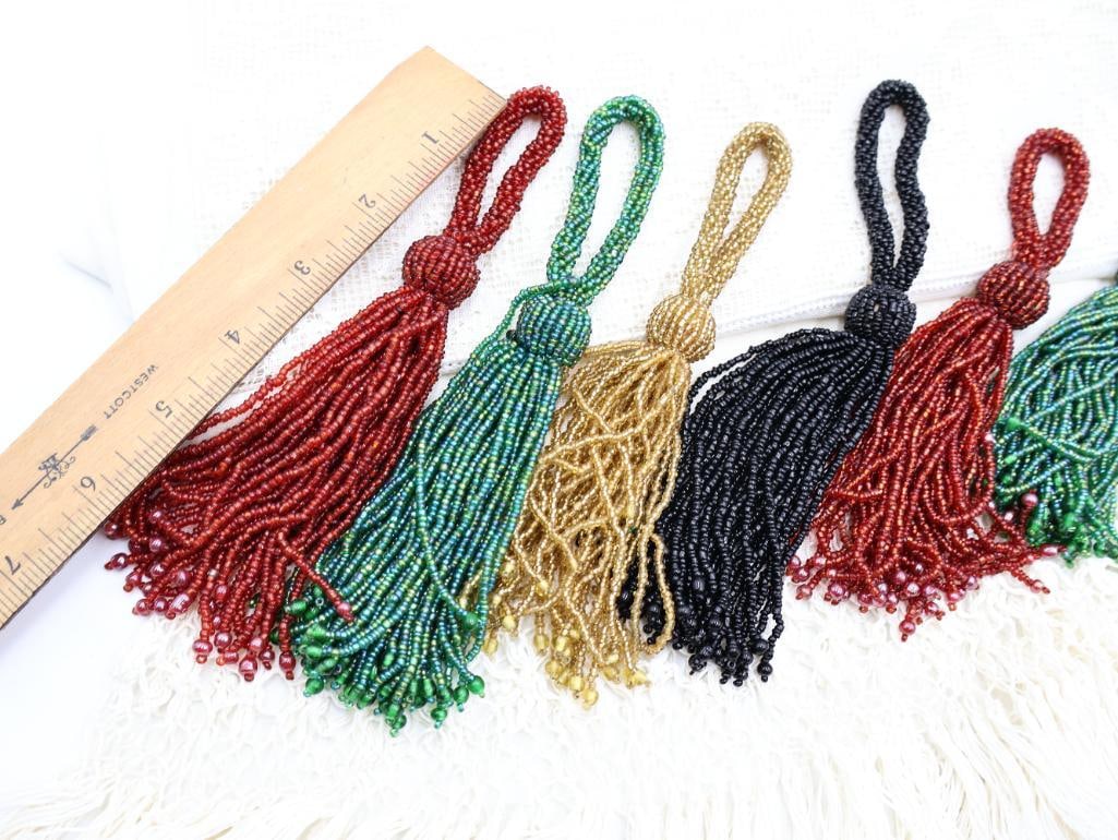 Antique Window Panel, Gloves, and Collection of Tassels - 2