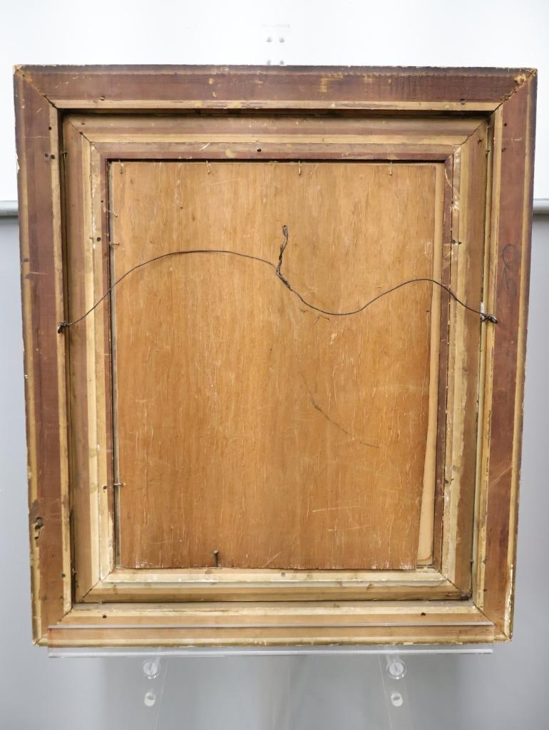 Antique 1910 Girl Crayon Portrait in Gilded Antique Frame - 14