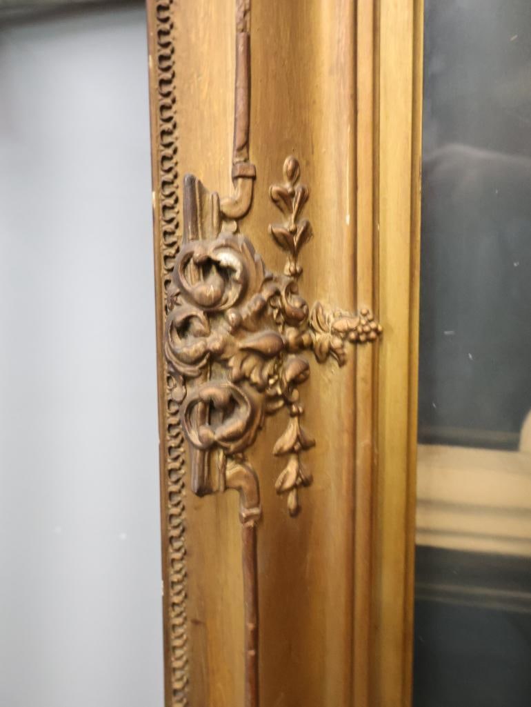 Antique 1910 Girl Crayon Portrait in Gilded Antique Frame - 6