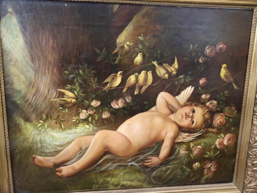Antique Painting of "Le reveil de l'Amour" (The Awakening of Love) - 2