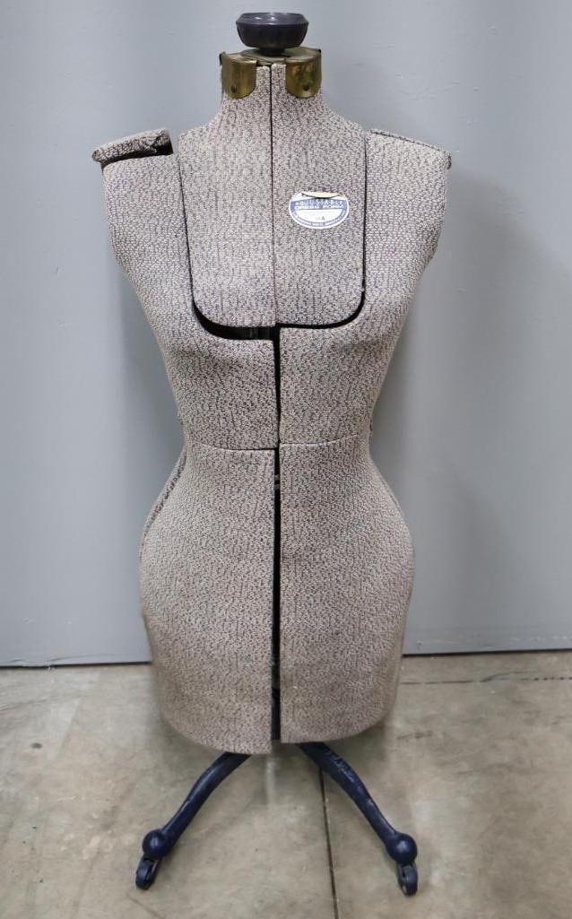 Vintage ACME Adjustable Dress Form: Stands about 38" tall, Size A on cast iron base