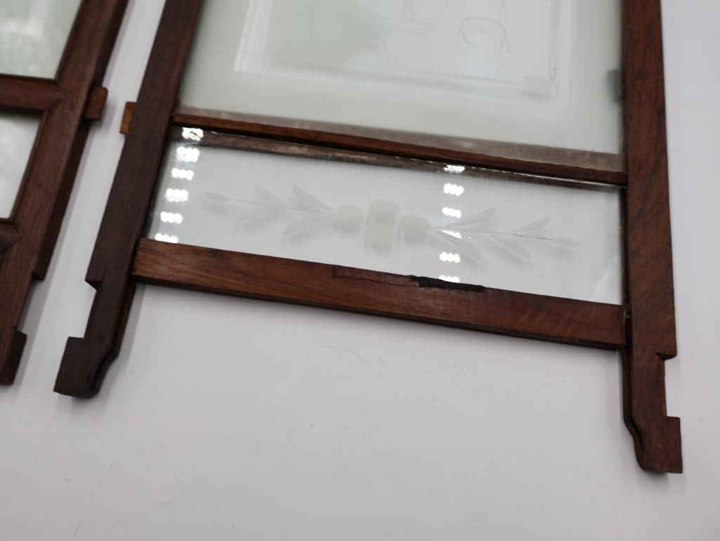 Pencil Signed Bird Drawing Print and Two Glass Screen Pieces - 16