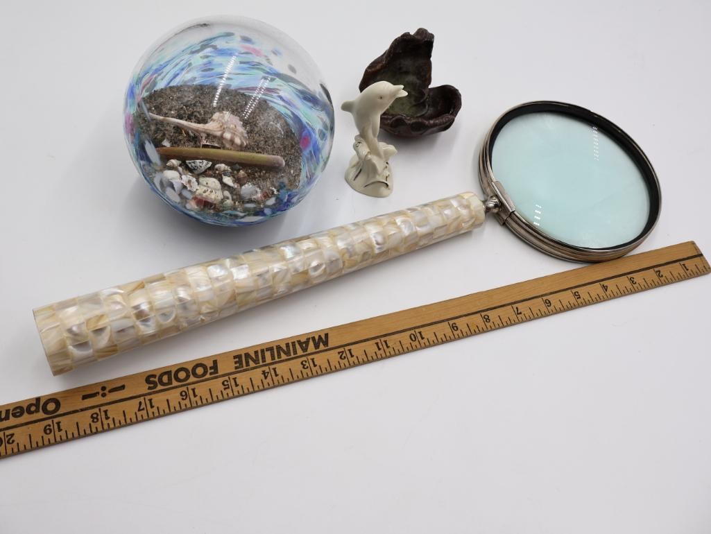 Extra Large Mother of Pearl Magnifying Glass and Nautical Decor - 2