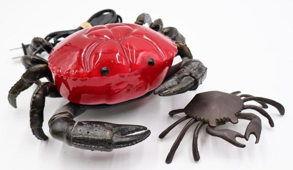 Red Glass Crab Light and and Brass Crab Trinket Box (1 of 8)