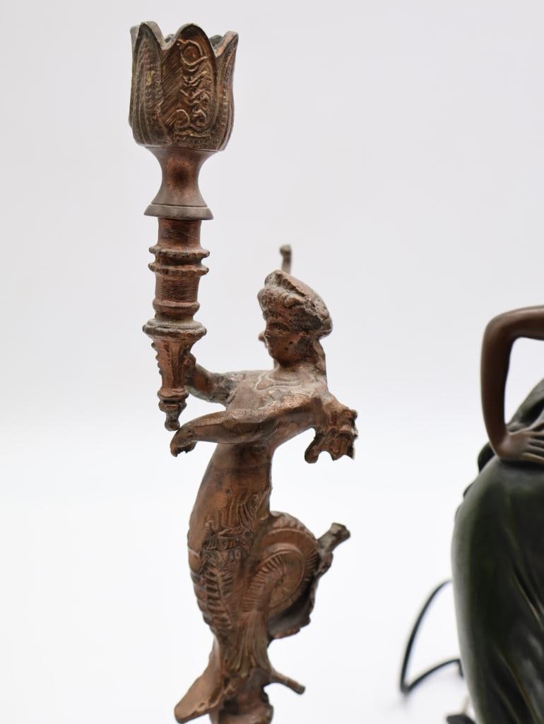 Vintage Mermaid Candle Holder and Lighted Ornate Mirror - 3