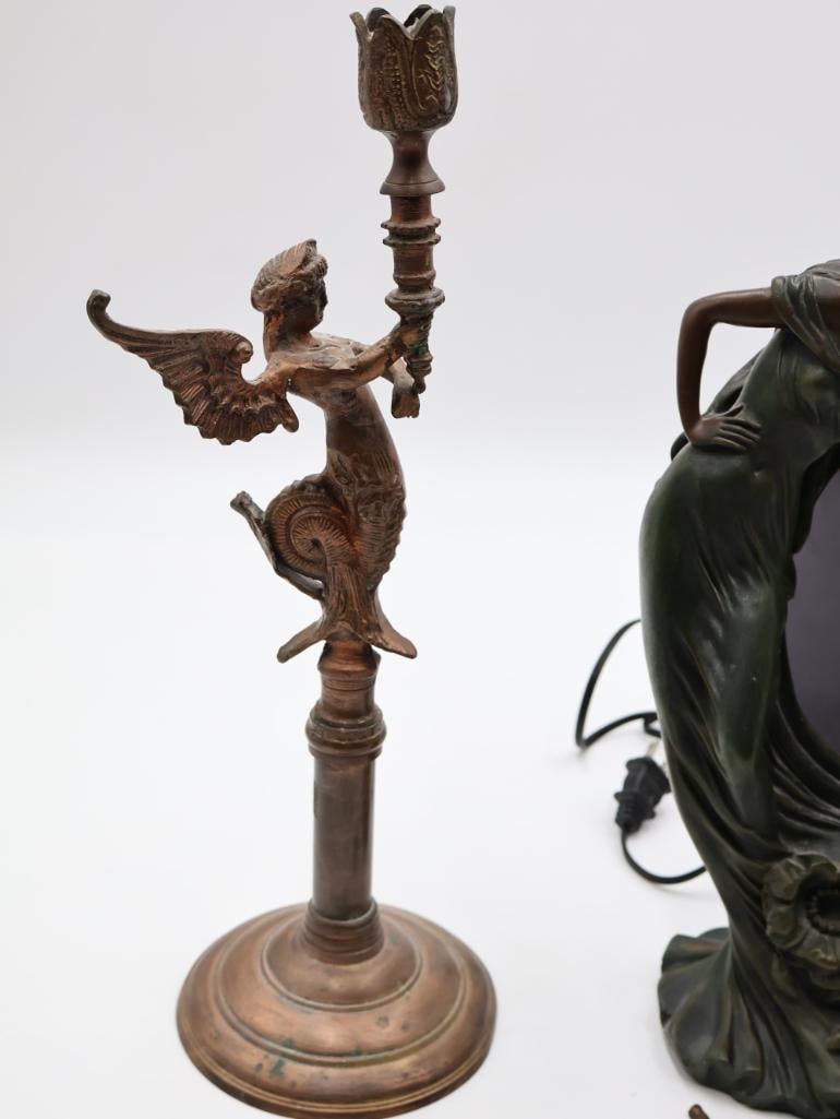 Vintage Mermaid Candle Holder and Lighted Ornate Mirror - 6
