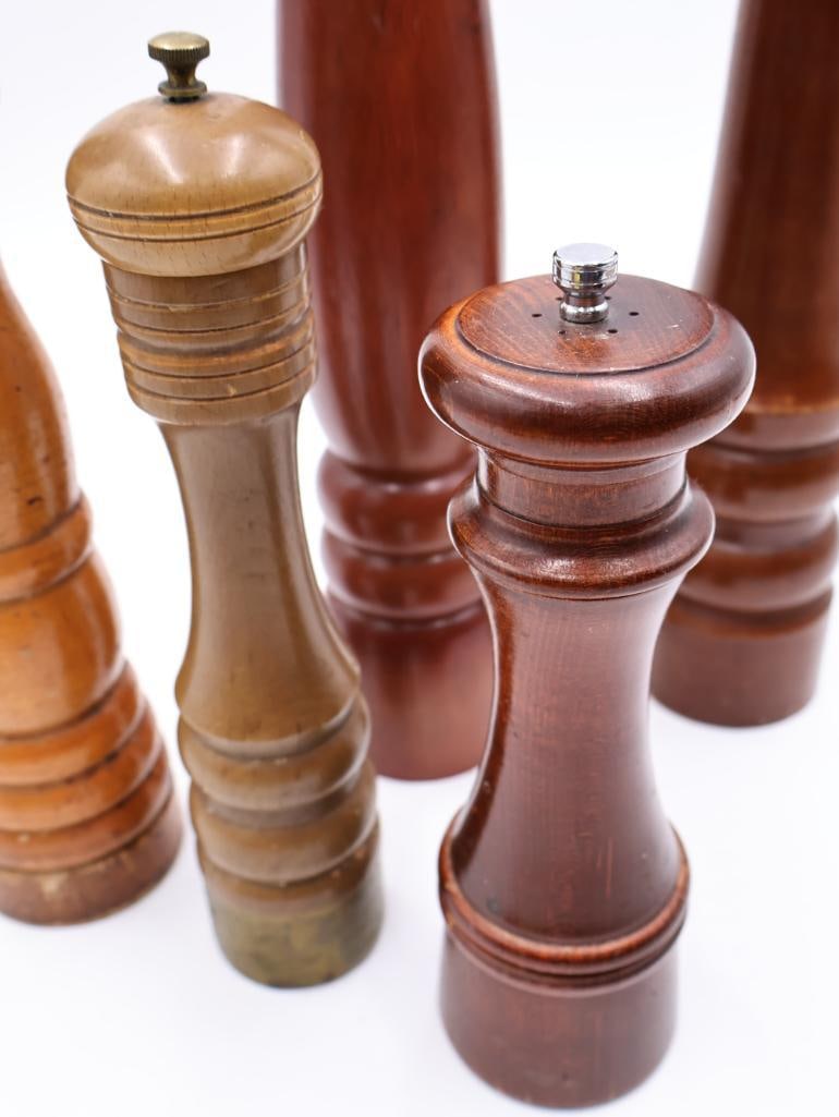 Collection of Wood Salt and Pepper Grinders - 6