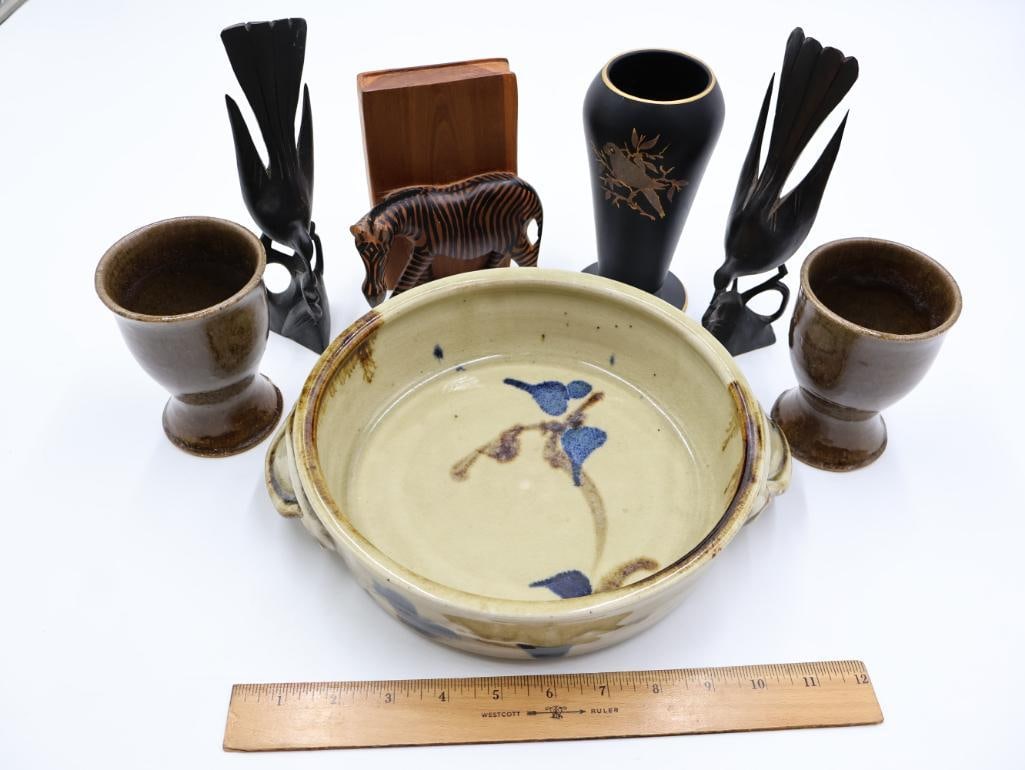 Vintage Stoneware and Wood Decor - 2