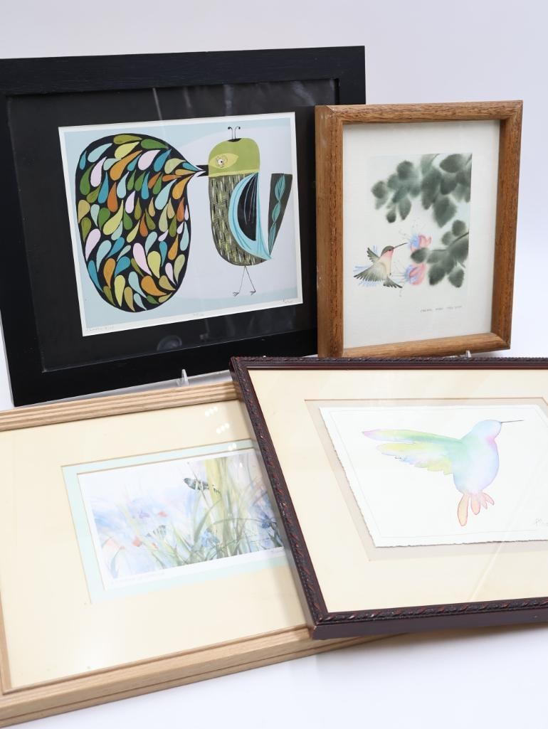 Various Bird Artwork and Prints: Please see all photos, each piece is pencil signed by artist
