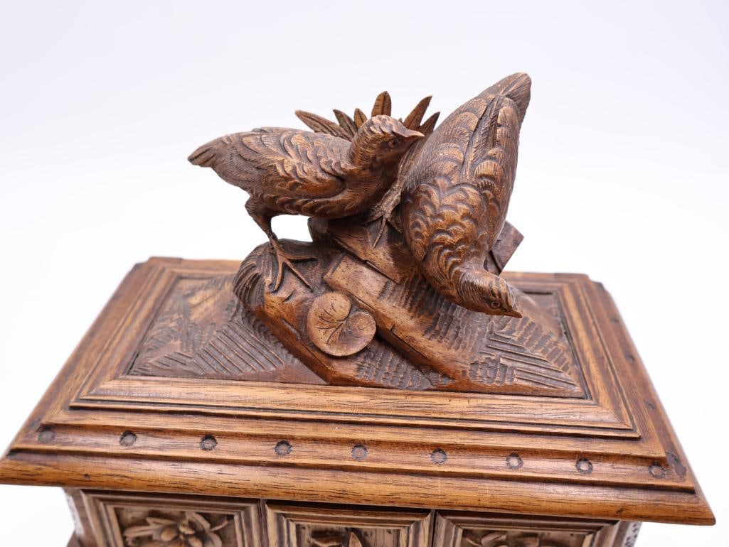 Antique Chinese Foot Binding Shoes, Wood Jewelry Box and Cat Statue - 12