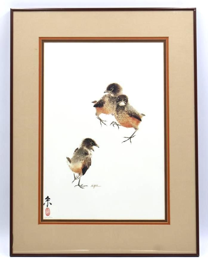 Framed "Young Robbins" Numbered Print by Steve 'Jum' Yee: Limited edition 32/1500 pencil signed print, please see all photos glass in one corner chipped