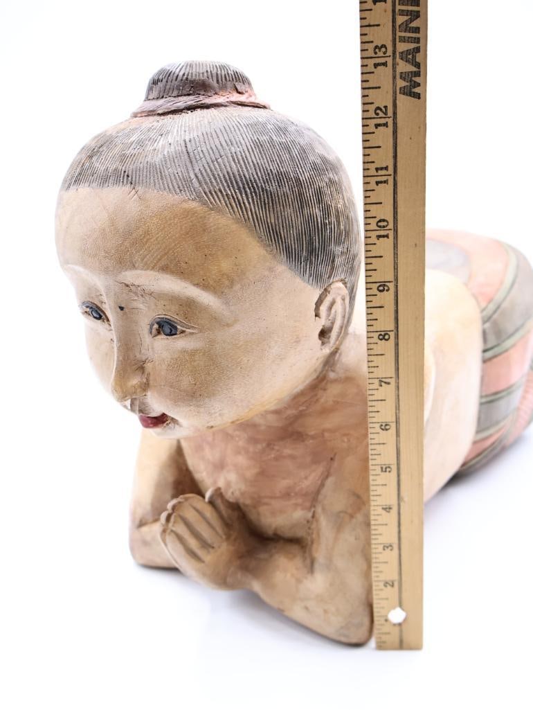 Reproduction Wood Girl Opium Pillow - 2