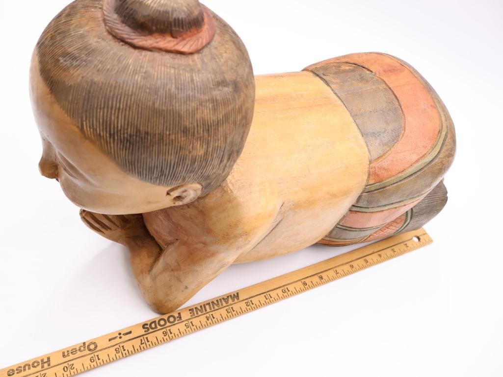 Reproduction Wood Girl Opium Pillow - 3