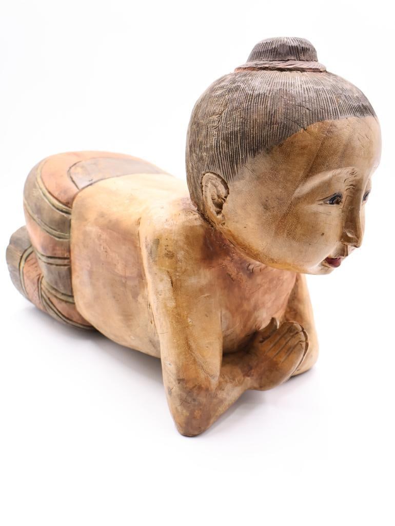 Reproduction Wood Girl Opium Pillow - 5