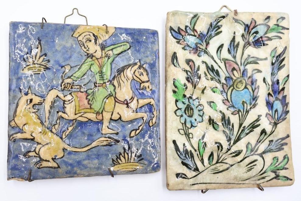 Antique Persian Qajar Style Glazed Ceramic Tiles (1 of 9)