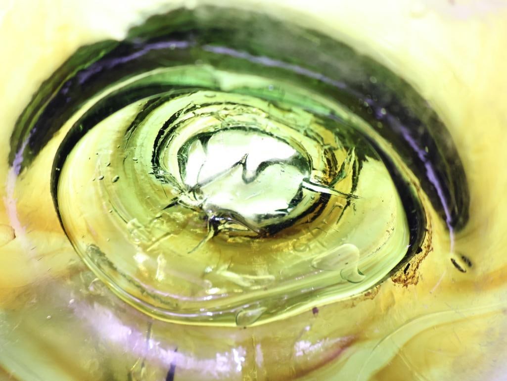 Hand Blown Olive Green Swirl Glass Fishing Float - 9
